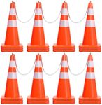 YITAHOME Traffic Cones 28 Inch (24 Pack), with 72FT Chain and Reflective Collars, PVC Safety Cones, Orange Construction Cones for Parking Lot, Home Road