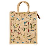 SB Bags Printed Eco-Friendly Jute Bag with Zip Closure | Tote Lunch Bag | Grocery Bag| Multipurpose Bag, Beige(Medium)