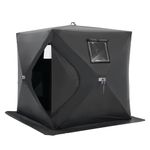 VEVOR Portable Ice Shelter, 1-2 Person Pop-Up Ice Fishing Tent, 24 Square Feet Fishable Area, Ice Shanty for Winter Fishing, Waterproof Oxford Ice Cube with Anchors/Ropes/Carrying Bag, 60"x60", Black