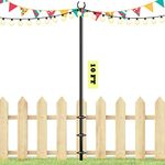 Sprimden 10ft String Light Poles for Outdoors, Outside Light Poles for Deck, Fence, Backyard, Patio, Outdoor Lighting, Matte Black, 1 Pack