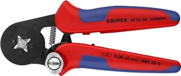 Knipex Self-Adjusting Crimping Pliers for wire ferrules with lateral access burnished, with multi-component grips 180 mm (self-service card/blister) 97 53 04 SB