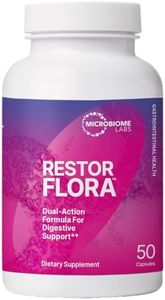 Microbiome Labs Restorflora Probiotics for Digestive Health - Gut Health Supplements with Dual Action Probiotics for Women, Men & Kids 5+ - Support Bowel Regularity & Immune Function (50 Capsules)