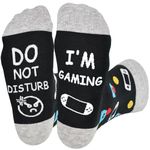 Do Not Disturb I'm Gaming Funny Gifts for Boy Novelty Present Fun Socks for Gamer Gift Ideas for Him On Birthday Christmas Cotton Comfortable Breathable Not Fade 6-13,Grey 3