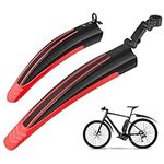 Ledeak Bike Mudguard Set, Portable Adjustable Road Mountain Bike Bicycle Cycling Tires Front and Rear Mud Guard Fenders for MTB Mountain Road Bike(Red)