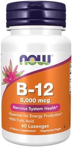 NOW Foods Supplements, Vitamin B-12 5,000 mcg, With Folic Acid, Nervous System Health*, 60 Lozenges