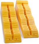 OxGord RV Leveling Ramps - Camper or Trailer Leveler/Wheel Chocks for Stabilizing Uneven Ground and Parking - Set of 2 Blocks, Yellow