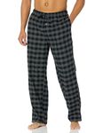 Amazon Essentials Men's Flannel Pyjama Trousers (Available in Big & Tall), Black Grey Buffalo Plaid, L