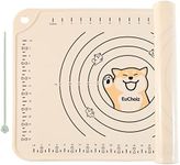 EuChoiz Silicone Pastry Mat 32"*24" Extra Thick Non Stick Baking Mat Food Grade Silicone Dough Rolling Mat with Edge Heightening Large Cartoon Beige