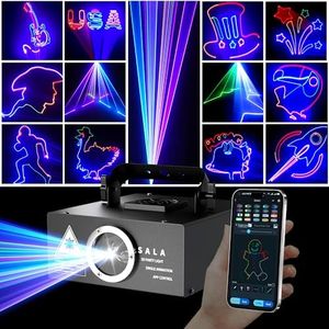 DJ Laser Light with App Control, RGB 3D Animation, DMX512, Music Sync, Laser Projector for Parties, Clubs, Stages, Disco, Home, Birthday & Christmas