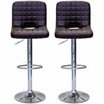 ViscoLogic Barstool Series Monoco Height Adjustable 24 to 33 inches Kitchen Islan Counter to Bar Height Set of 2 Barstools (Brown)