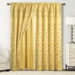 Elegant Comfort Luxury Curtain/Window Panel Set with Attached Valance and Backing 54" X 84 inch (Set of 2), Gold