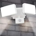 20W Security Lights Outdoor Motion Sensor, 1600LM LED Floodlight with PIR, Cold White Twin Security Outdoor Lights Mains Powered, IP65 Waterproof Outside Lights with Sensor for Garden Backyard Garage