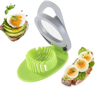 Egg Slicer for Hard Boiled Eggs, Stainless Steel Wire Egg Cutter with Stylish Duotone Plastic Body, Great for Boiled Eggs, Strawberry, Spam, Fruit, Mushroom and More (Gery+Green)