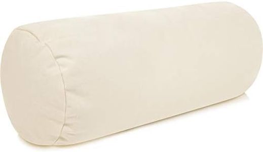 PILLOWY Buckwheat Neck Roll Bed Pillow Cervical Cylinder Round Bolster - Filled with US Grown Organic Buckwheat Hulls Cool Ventilation- Japanese Style - Adjustable Fill Zipper