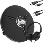 KLIM Discman with Headphones - Portable CD Player with Headphones - New Version 2024 + Ideal Car CD Player + Compatible CD-R, CD-RW, MP3. Compact Mini CD Players Personal CD Walkman - Black