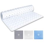 MOONLIGHT20015 Square Shower Mat Non Slip Anti Mould - 53x53cm Rubber Bath Mat PVC Shower Mats for Inside Shower with Strong Suction Cups Grip and Drain Holes - Soft Touch Machine Washable (White)