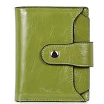 BOSTANTEN Women Leather Wallet RFID Blocking Small Bifold Zipper Pocket Wallets Card Case Purses with ID Window Green