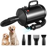3200W Professional Dog Hair Dryer & Grooming Blaster - High-Velocity Pet Dryer with Stepless Speed Control & 4 Nozzles - Powerful Dog Blaster Dryer for Fast, Safe Drying (Suitable for Cats & Dogs)