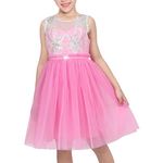 Sunny Fashion Flower Girls Dress Pink Diamond Ruffle Tulle Party Wedding Princess Size 8 Years