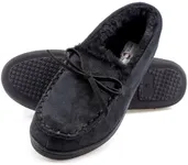 ArcticShield Winter Moccasins Women - Micro Suede Upper with Soft Plush Lining Moccasins - Indoor/Outdoor Durable Comfortable Slip On Moccasins Slippers for Women (Black)
