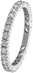 Rhodium Plated 925 Sterling Silver 2mm Round Clear CZ Eternity Band, Size 8 + Jewelry Polishing Cloth