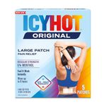 Icy Hot Original Large Pain Patch with Menthol – Targeted Muscle and Joint Pain Relief for Back Neck and Shoulders, Up to 8 Hour Wear, 5 Patches