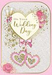 Sensations / Xpress Yourself Wedding Day Card - Includes Envelope - Champagne Glasses and Flowers Design, , 137x195mm