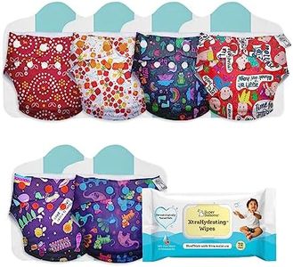 SuperBottoms UNO 6 Cloth Diapers + XtraHydrating™ Wipes-72 Pack- |3x Thicker Premium Wet wipes | 98% Pure Water, 3.5x moisture | Freesize, Reusable diaper - 5-17kgs| 6 Dry Feel Pad - 13Pcs Pack