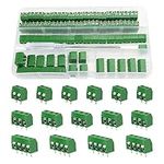 YIXISI 100 PCS PCB Mount Screw Terminal Block, 5mm Pitch 2 Pin/3 Pin/4 Pin Screw Terminal Block Connector, for Arduino DIY Project (85 x 2-Pin, 10 x 3-Pin, 5 x 4 Pin, Green)