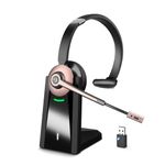 Earbay Wireless Headset, Bluetooth Headset with Microphone Noise Canceling & Charging Base, Wireless Headphones with USB dongle，PC Headset with Mute Button for Computer/Phones/Teams/Skype/Zoom/Office