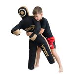 Shelly MMA Grappling Dummy for Kids BJJ Punching Bag Wrestling Buddies Brazilian JIU Jitsu Standing Position Dummy Martial Arts Boxing Karate Training Dummies - UNFILLED (Black/Gold)