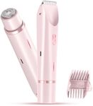 Bikini Trimmer for Women, Dual-Head Women's Electric Shaver with Ceramic Blades, 2-in-1 Electric Razors for Women's Pubic Hair, Legs/Arms/Underarms/Face, IPX7 Waterproof Wet & Dry Use, (Pink)