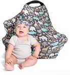 Car Seat Covers for Babies - Stretchy, Lightweight, and Extra Soft Nursing Cover - Multiuse - Covers Carseat, High Chairs, Shopping Carts - Bonus Infant Baby Beanie and Bag (Zoo)