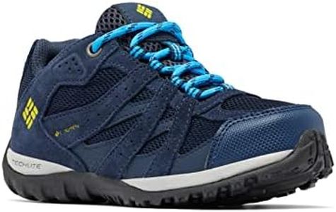 Columbia Unisex Child Childrens Redmond Waterproof Hiking Shoe, Collegiate Navy, Laser Lemon, 11 Little Kid US