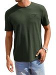 TAGDO Men's Waffle Knitted Crew Neck Regular Fit Tees (Waffle-5154-Green-L)