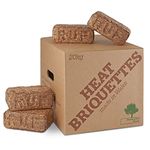 Eco Heat Log Briquettes 4 x 20kg (96 Briquettes) – Wood burners & Stoves - Eco Friendly Compressed Wood Fire Bricks Made in Wales. Up to 3 Hr burn time (4 x 20kg Pack (80kg))