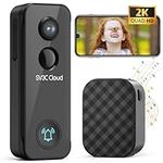 SV3C Video Doorbell Camera Wireless with Chime 2K Ultra HD No Subscription Front Door Bell Cameras with Human Detection, Night Vision, 2-Way Audio, IP65, Battery Powered, Works with Alexa