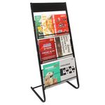 Umisu Brochure Display Rack Floor-Standing, 19"Wx47"H Magazine Rack with Wheels 3-Layer, Metal Literature Display Stand for Shop Exhibitions Office, Black