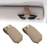 Yuoyar 2 Packs Magnetic Sunglass Holder for Car Visor - Universal Sunglasses Clip for Different Size Eyeglasses - Convenient Interior Car Accessories (2, Beige)