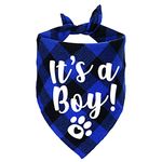 STMK It's A Boy Plaid Dog Bandana, Pregnancy Announcement Plaid Dog Bandana, Baby Announcement Plaid Dog Bandana Gender Reveal Photo Prop for Dog Puppy (Blue)