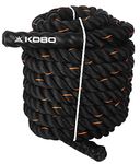 Kobo CTA-01 Black 1.5" Width Poly Dacron 50ft (15 Meter) Length Battle Rope Workout Training Undulation Rope Fitness Rope Exercise (Imported)