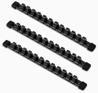 ACEBON Tools Socket Organizers, 3 Piece Socket Holder Kit, 1/2 inch Drive, Portable Socket Clip Rail Holder, Holds 36 Sockets