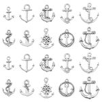 DanLingJewelry 100Pcs 10 Styles Anchor Theme Charms Vintage Antique Sliver Charms Travel Charms for Necklace Bracelet Jewellery Making