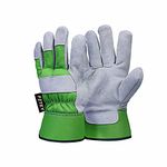 FZTEY Thorn Proof Garden Work Gauntlets For Men, Reinforced Leather Heavy duty breathable Gloves For Men and Women Lady Gift, Safety Protective Rigger Washable Gripper (M, Green, 1 Pairs)