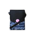 CRAFT HUES Women Handmade Small Cross Body and Mobile phone Fabric Sling Bag with Adjustable Shoulder Strap (black)