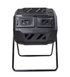 MaxWorks 80699 Compost Bin Tumbler for Garden and Outdoor, 42 Gallon Capacity with 2 Chambers Dual Rotating Composting Tumbler, Black