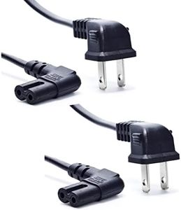 Right Angle TV Power Cable, Ancable 2-Pack 6-Feet 18AWG 90 Degree Angled 2 Slot to L-Shaped C7 Power Cord for Samsung Philips Toshiba LG Sony Sharp Panasonic Vizio LED Flat TV Sky box,Sky Plus+ HD Box