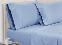 Comfy Sheets Luxury 100% Egyptian Cotton - Genuine 1000 Thread Count 4 Piece Sheet Set-Fits Mattress Up to 18'' Deep Pocket (Queen, French Blue)