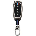 KMH Keychain Metal Shell & Soft Silicone Full Protection Key Case Holder Compatible With Hyundai New Verna 2022 | Verna -2020 Smart Key, Multi-Coloured