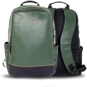 Alt Crew Stallion Backpack, Premium Synthetic Leather, Cushioned Back Support, Ergonomic Design, Mesh Back and Anti-Sweat Material (Black & Olive Green)